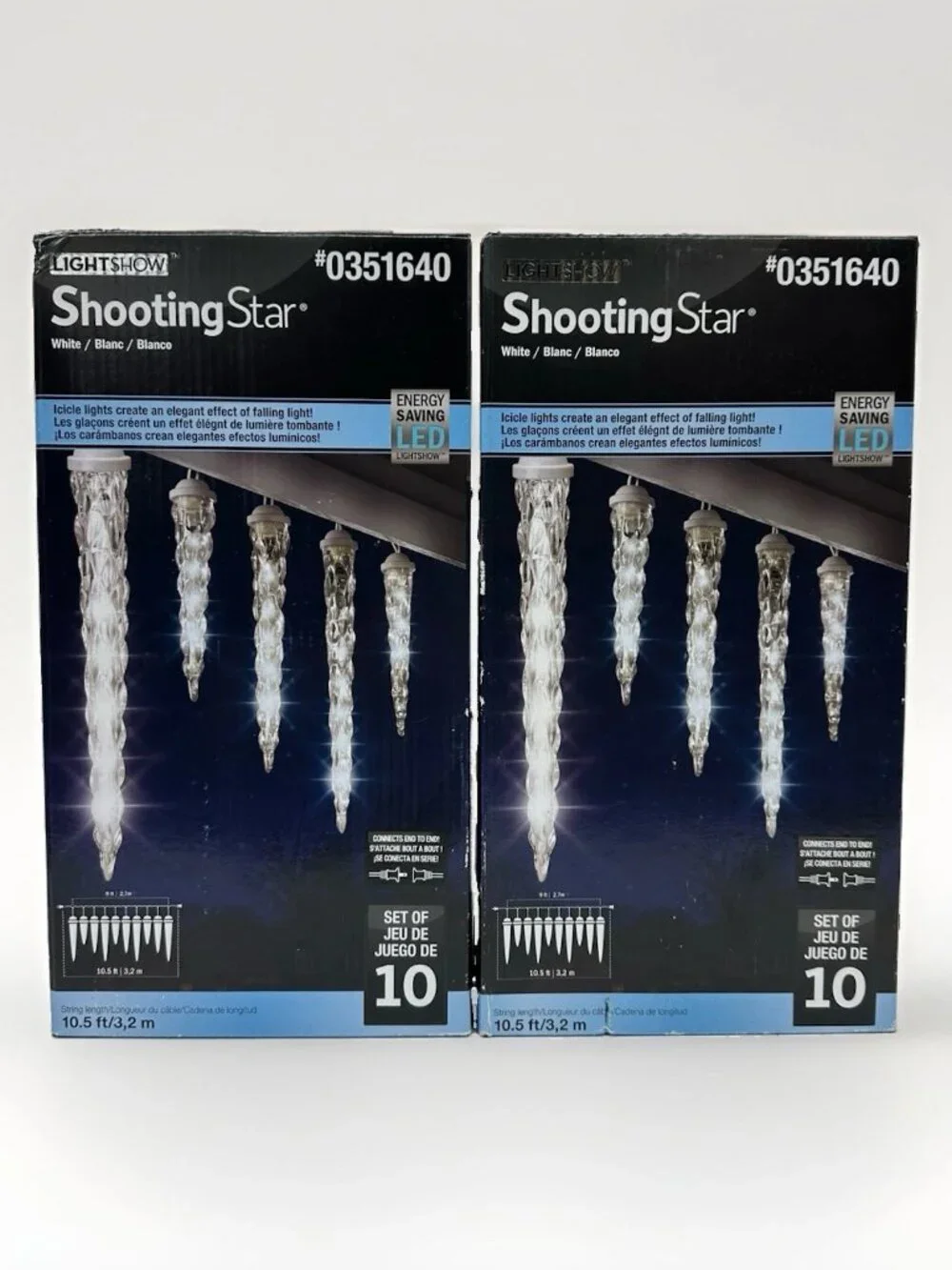 NEW - 2 Boxes - Gemmy LightShow Shooting Star White LED Icicle Lights #0351640